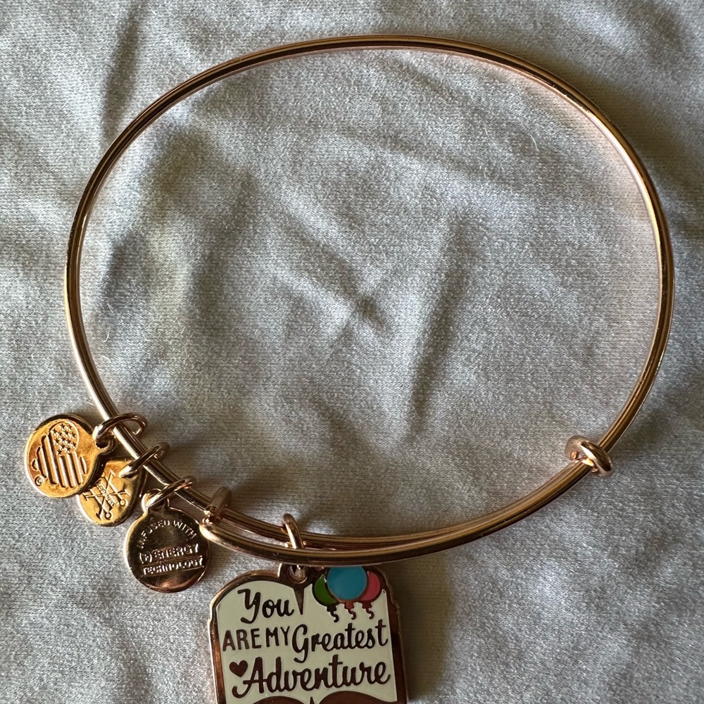 Rose Gold Charm Bangle Bracelet with 'You Are My Greatest Adventure' Pendant